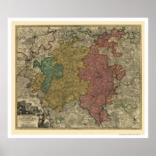 Luxembourg Europe Map 1712 Poster