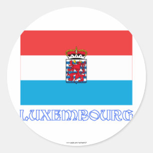 Luxembourg Flag (de legis) with Name Classic Round Sticker