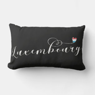 Luxembourg Flag Heart, Luxembourger Lumbar Cushion