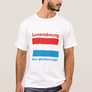 Luxembourg Flag + Map + Text T-Shirt
