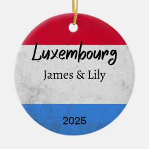 Luxembourg Flag Ornament, Personalised Luxembourg Ceramic Ornament