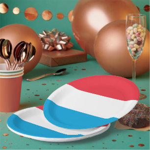 Luxembourg flag paper plate