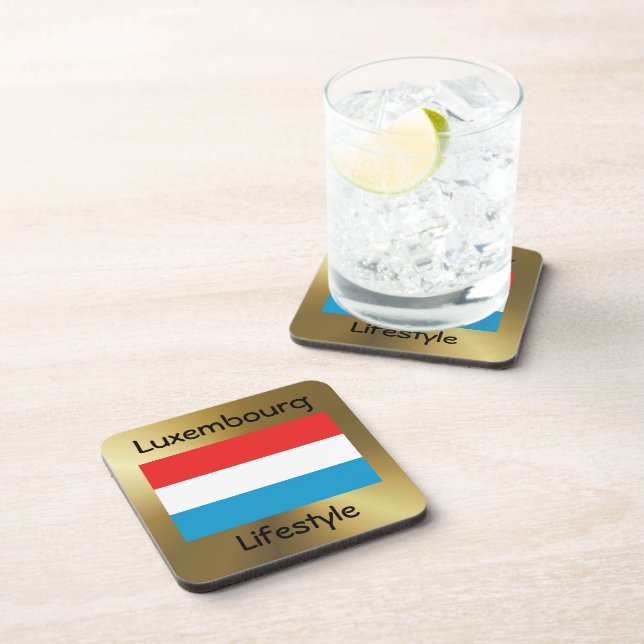 Luxembourg Flag+Text Coaster (Right Side)