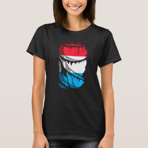 Luxembourg Flag With Broken Or Torn Fabric Effect T-Shirt