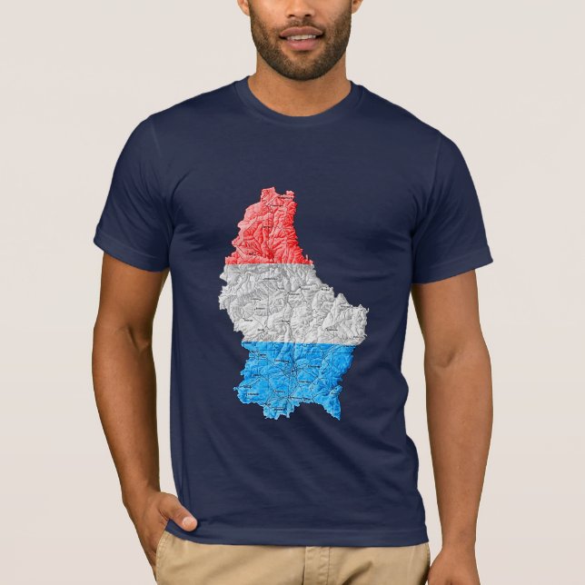 Luxembourg Flagcolor Map T-Shirt (Front)