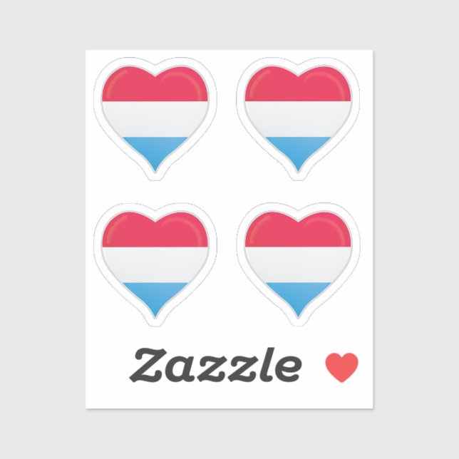 Luxembourg love flag pride heart sticker (Sheet)