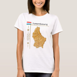 Luxembourg Map + Flag + Title T-Shirt