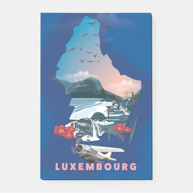 Luxembourg Map illustrated travel poster. Post-it Notes (Front)