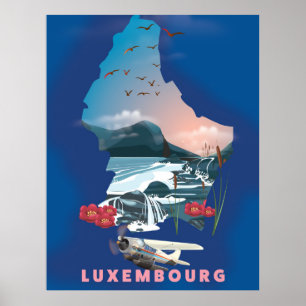 Luxembourg Map illustrated travel poster. Poster