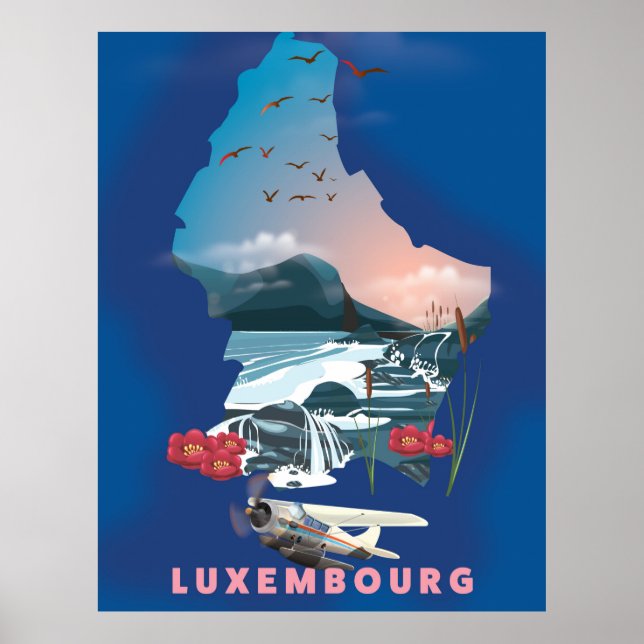 Luxembourg Map illustrated travel poster. Poster (Front)