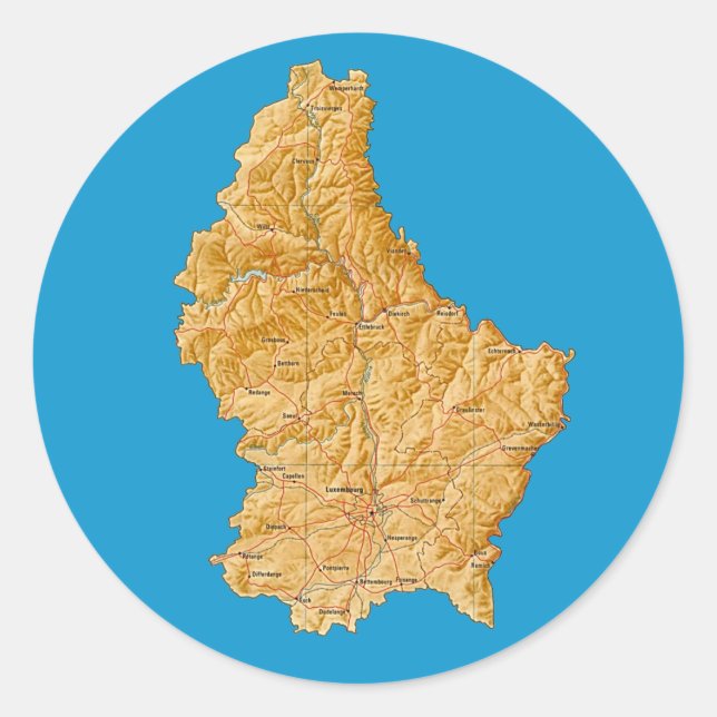 Luxembourg Map Sticker (Front)