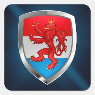 Luxembourg Metallic Emblem Square Sticker