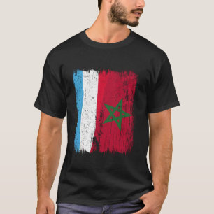 Luxembourg Morocco Half Flag Luxembourgish Morocca T-Shirt