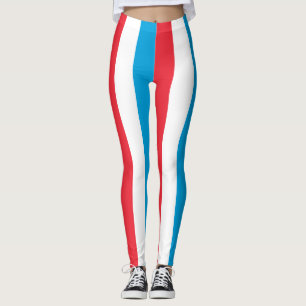 Luxembourg National Flag Colours Vertical Striped Leggings