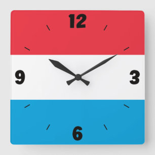 Luxembourg National Flag Patriotic Square Wall Clock