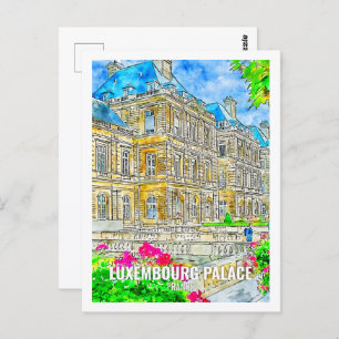Luxembourg Palace France Travel Place Watercolor Postcard