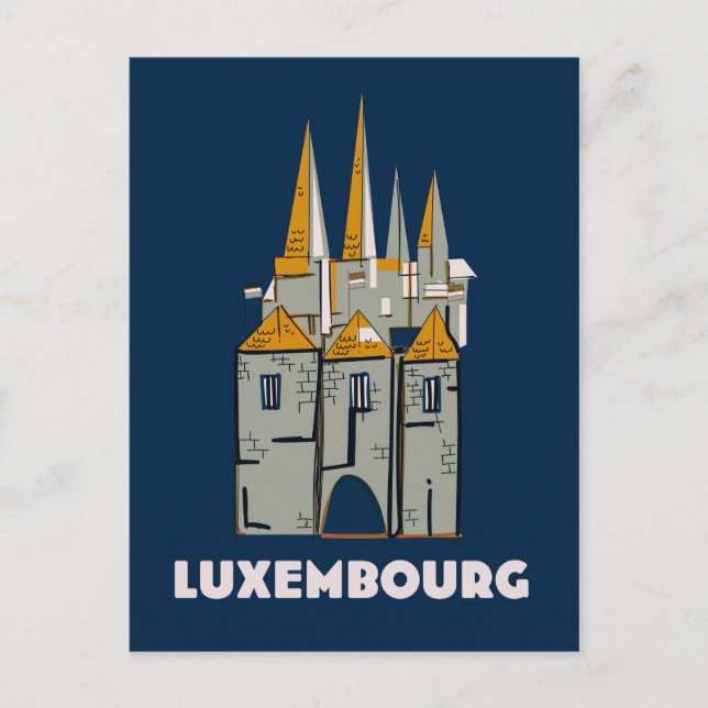 Luxembourg retro style travel poster postcard (Front)