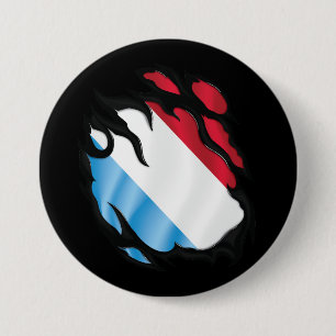 Luxembourg Ripped Flag 7.5 Cm Round Badge