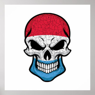 Luxembourg Smiling Skull Flag Poster