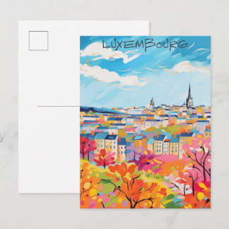 Luxembourg Travel City Painting Aesthetic Postcard