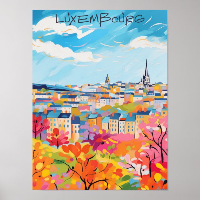 Luxembourg Travel City Wall Art Painting Aesthetic (Front)