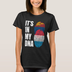 Luxembourgish And Mongolian Mix DNA Heritage Flag T-Shirt