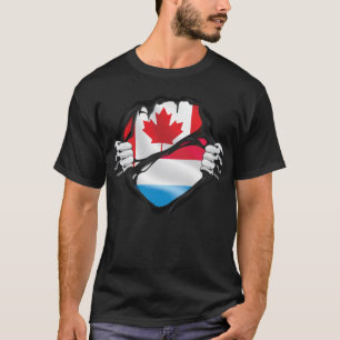Luxembourgish Canadian Hands Ripped Roots Flag T-Shirt