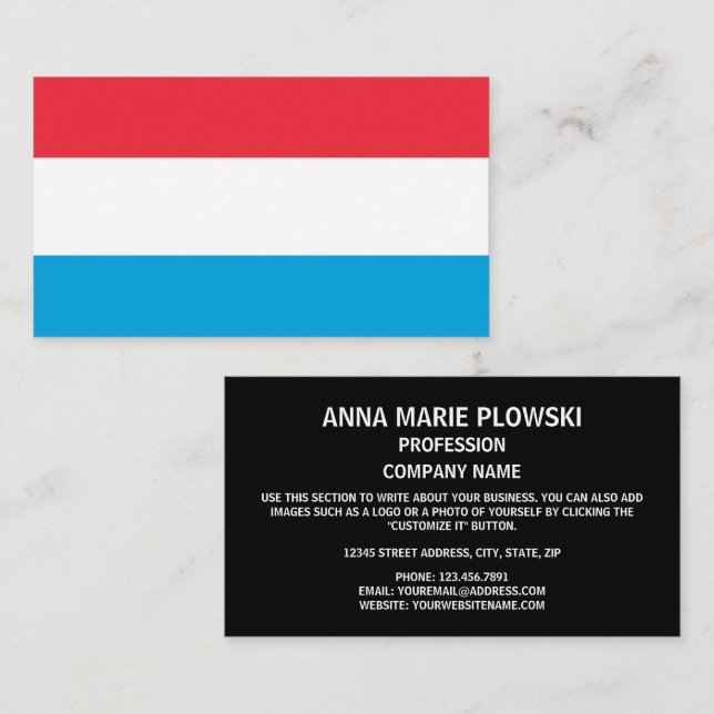 Luxembourgish Flag, Flag of Luxembourg Business Card (Front/Back)