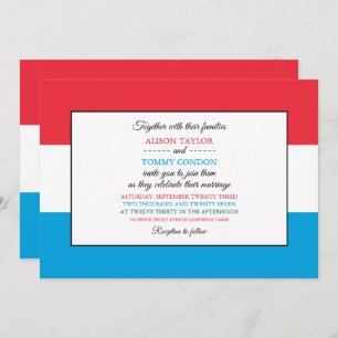 Luxembourgish Flag, Flag of Luxembourg Wedding Invitation