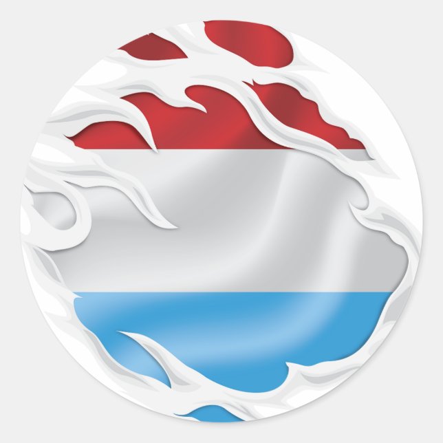 LuxembourgRipped Flag Classic Round Sticker (Front)