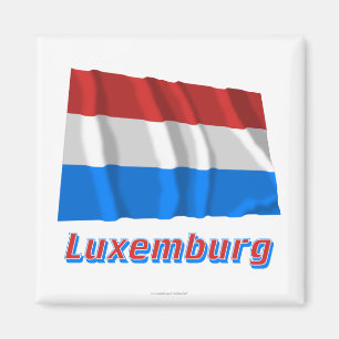 Luxemburg Fliegende Flagge mit Namen Magnet