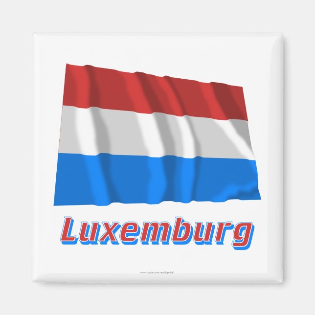 Luxemburg Fliegende Flagge mit Namen Magnet (Front)