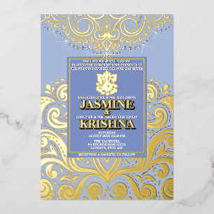 LuxGlitter Blue Gold Ganesha Hindu Wedding