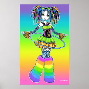 "Luxie" Rainbow Cyber Goth Hula Hoop Fae Poster