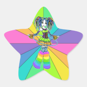 "Luxie" Rainbow Cyber Goth Hula Hoop Fae Stickers