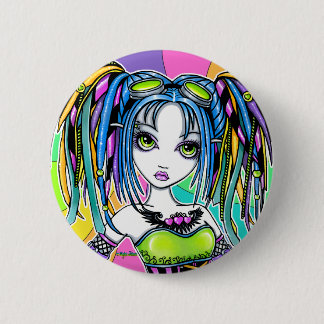 "Luxie" Rainbow Cyber Gothic Fairy Button