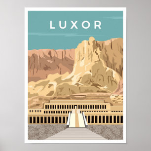 Luxor Egypt Art Vintage Travel Illustration Poster