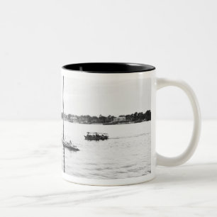 Luxor Egypt, Feluccas on the Nile Two-Tone Coffee Mug