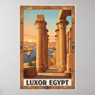 Luxor Egypt Vintage Retro Travel Poster