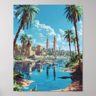 Luxor Egypt Vintage Travel Poster