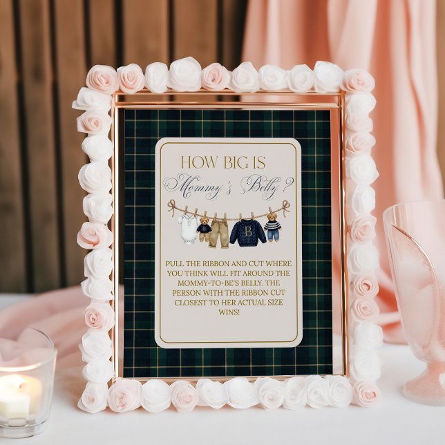 Luxsary  Bear Plaid Baby Shower Mom Belly Game Poster (Creator Uploaded)