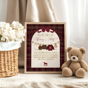 Luxsary Teddy Baby Shower Girl Plaid Bow Mom Belly Poster