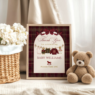 Luxsary Teddy Baby Shower Girl Plaid FInd favors Poster