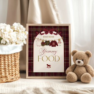 Luxsary Teddy Baby Shower Girl Plaid Food Poster