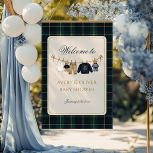 Luxsary Teddy Bear Plaid Baby Shower Poster