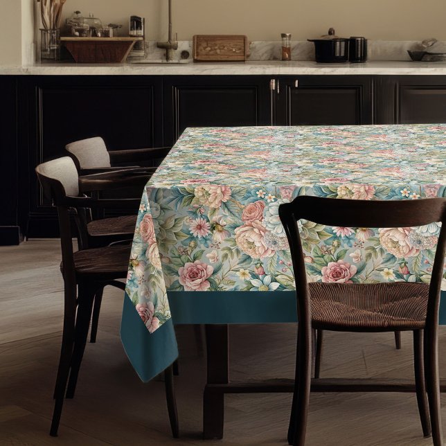 Luxurious 18th Century Inspired Delicate Florals  Tablecloth (Luxurious 18th Century Inspired Delicate Florals Tablecloth)