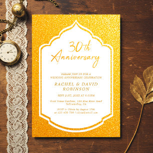 Luxurious 30th Wedding Anniversary Golden Invitation