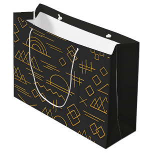 Luxurious 3D Gold Embossed Geometric Pattern  Large Gift Bag