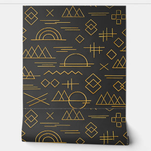 Luxurious 3D Gold Embossed Geometric Pattern  Wallpaper