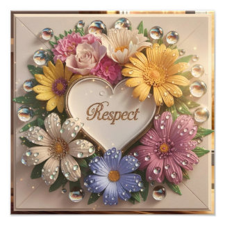 Luxurious 3D Greeting Card with Floral Design Photo Print